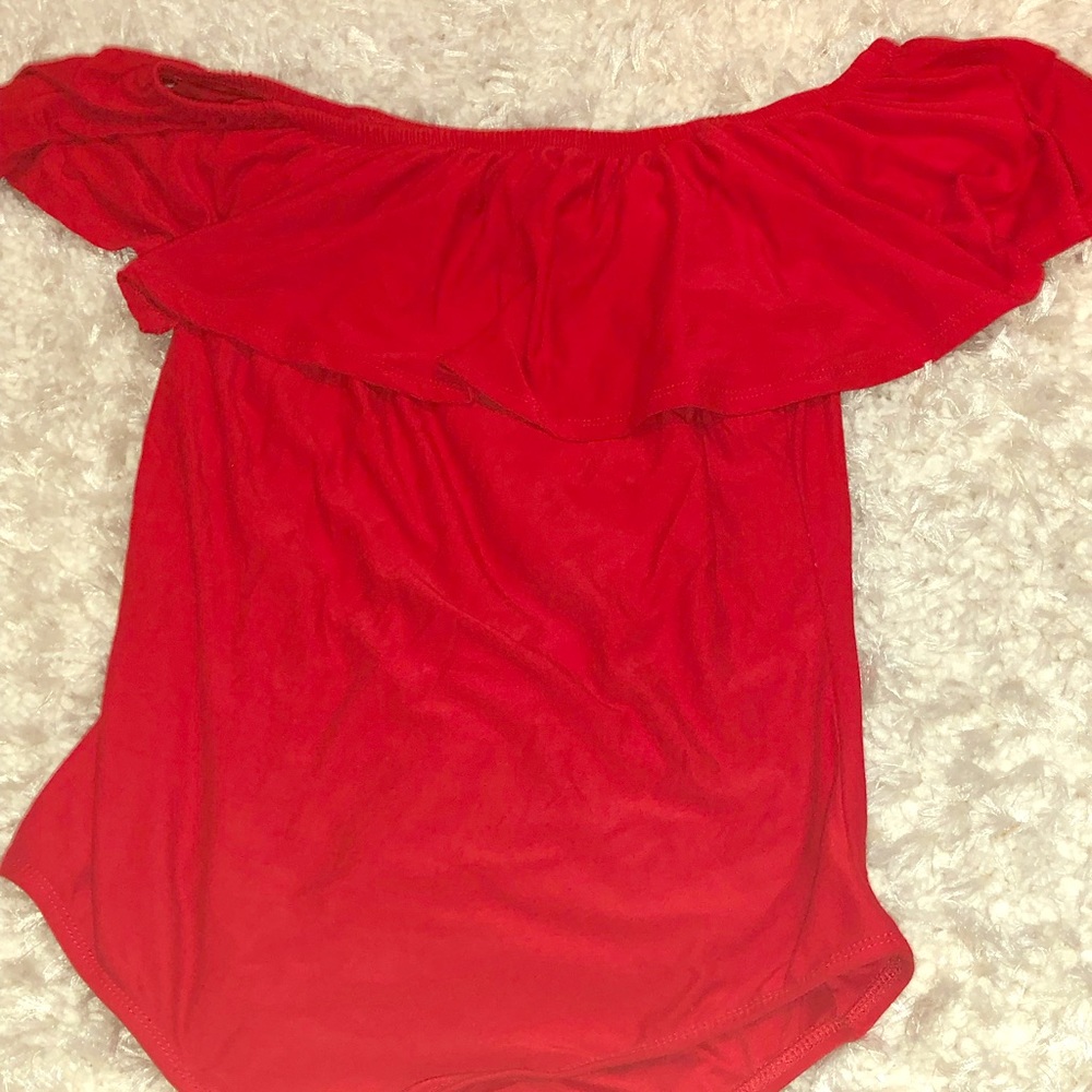 Red off the shoulder cute top